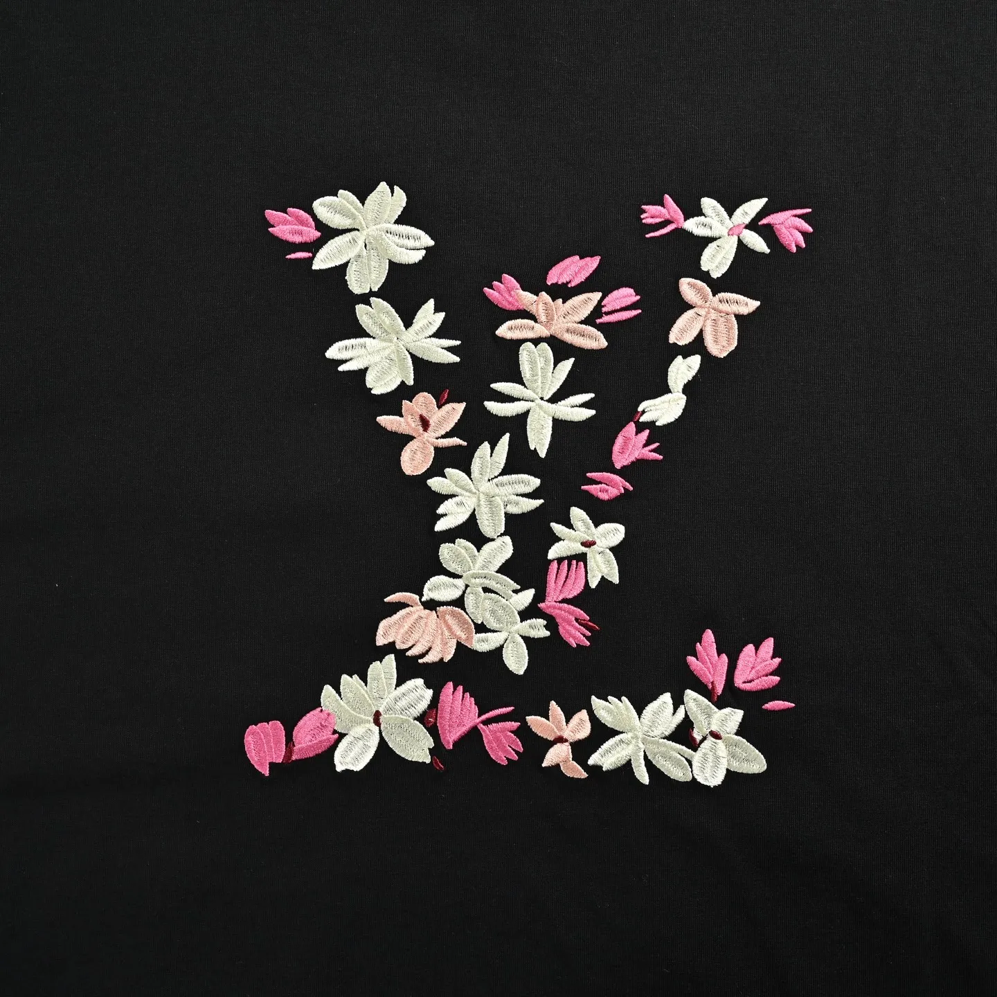 Louis Vuitton/Louis Vuitton 26ss cherry blossom embroidered LV logo short sleeves